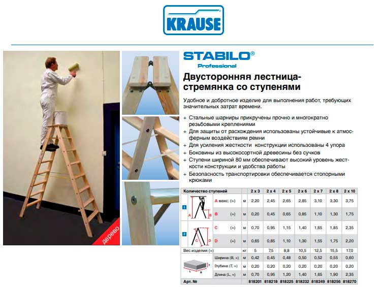 Двухсторонняя лестница-стремянка со ступенями Stabilo от Krause