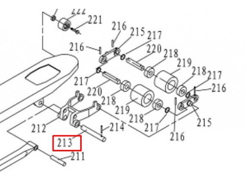 213 Вал оси тандема переднего колеса для тележек AC/RHP (Positioning shaft for front wheel frame)