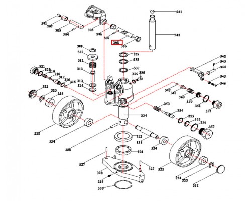 308 Ось рукояти (Positioning shaft) (DF)