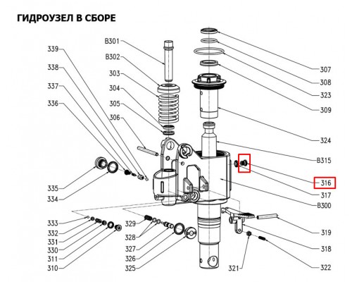 316 Винт (M10х1х9.5) для тележки RHP (BF) (Screw M10х1х9.5)