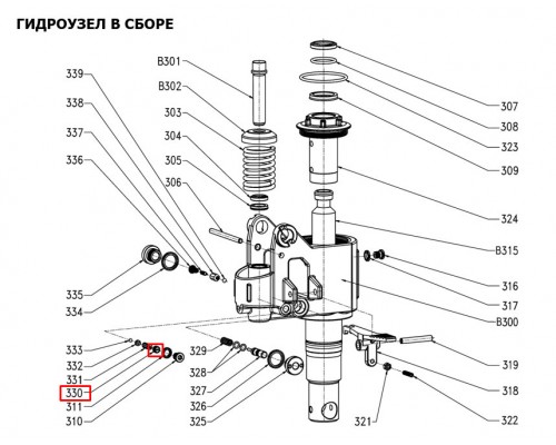330 Регулировочный винт (M10х1х8.5) для тележки RHP (BF) (Adjust screw M10х1х8.5)