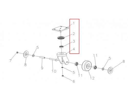 4 Крепление колеса баланса для штабелёра WS/IWS (Mounting bracket of balance wheel)