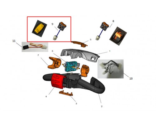 9 Кулисный переключатель для самоходного штабелёра CDDR-II (Crow plate switch)