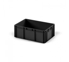 Пластиковый ящик 600х400х220 (EC-6422) черный с гладким дном