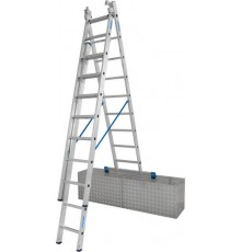 Лестница трехсекционная универсальная алюминиевая профессиональная KRAUSE STABILO 3х8 133748, 123923