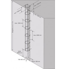 Стационарная одномаршевая лестница для оборудования KRAUSE (сталь) 6,44 м без перехода 836724