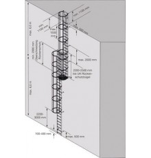 Стационарная многомаршевая лестница для оборудования KRAUSE (алюминий) 15,96 м с переходами 838926