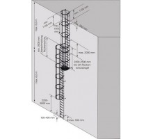 Стационарная многомаршевая лестница для оборудования KRAUSE (сталь) 14,00 м с переходами 836632