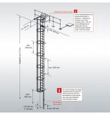 Стационарная одномаршевая лестница для зданий KRAUSE (сталь) 4,76 м без ограждения 836205
