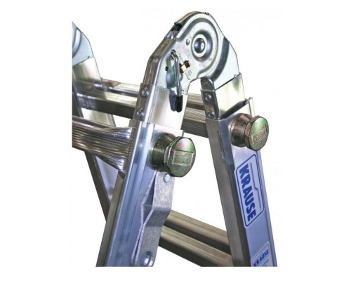 Шарнирная телескопическая лестница трансформер с перекладинами и 4 удлинителями боковин KRAUSE TELEVARIO MONTO 4х4 129970 и 122162
