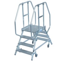 Лестница алюминиевая передвижная с платформой двухсторонняя KRAUSE STABILO 2х4 821201