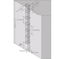 Стационарная одномаршевая лестница для оборудования KRAUSE (сталь) 8,40 м без перехода 836748