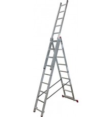 Алюминиевая трехсекционная лестница с функцией лестничных пролетов KRAUSE CORDA 3х9 013392