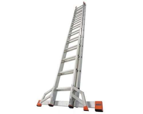 Двухсекционная алюминиевая раздвижная лестница с перекладинами KRAUSE FABILO Trigon 2х12 129307