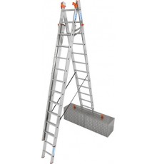 Лестница трехсекционная универсальная алюминиевая с функцией лестничных пролетов TRIBILO Trigon KRAUSE MONTO 3x12* 129789