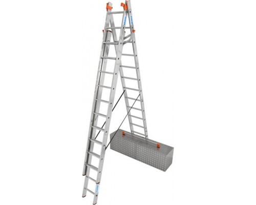 Лестница трехсекционная универсальная алюминиевая с функцией лестничных пролетов TRIBILO Trigon KRAUSE MONTO 3x12* 129789