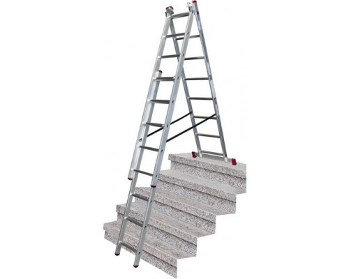 Алюминиевая трехсекционная лестница с функцией лестничных пролетов KRAUSE CORDA 3х8 013385