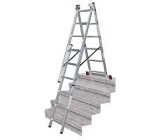 Алюминиевая трехсекционная лестница с функцией лестничных пролетов KRAUSE CORDA 3х7 013378