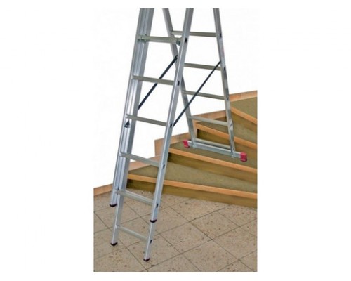 Алюминиевая трехсекционная лестница с функцией лестничных пролетов KRAUSE CORDA 3х6 013361