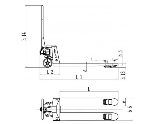 Узковильная гидравлическая тележка OX 25-L1150-W450 Oxlift ширина вил 450 мм 2500 кг