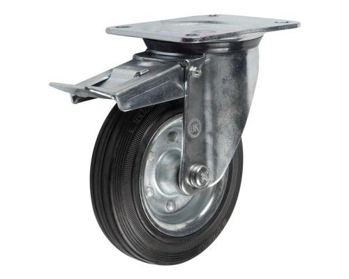 Колесная опора и колесо промышленное усиленное поворотное с тормозом SRCb55